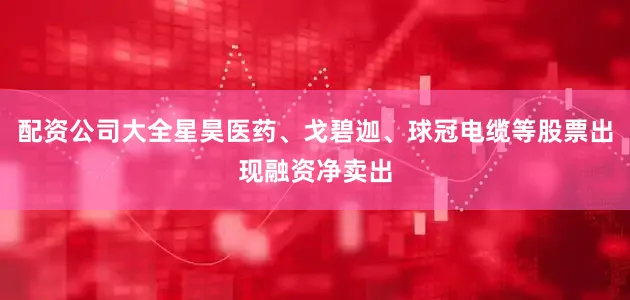 配资公司大全星昊医药、戈碧迦、球冠电缆等股票出现融资净卖出